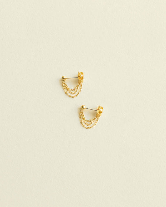Madewell Demi-Fine Triple-Chain Stud Earrings 14k Gold