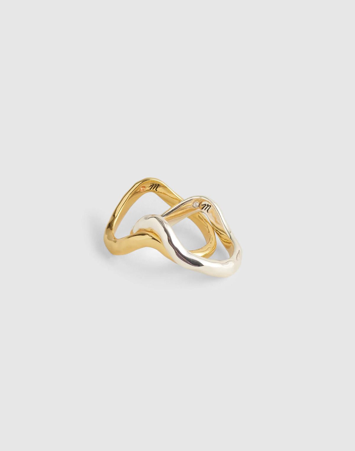 Madewell Hammered Sculptural Stacking Ring Set Mixed Metal