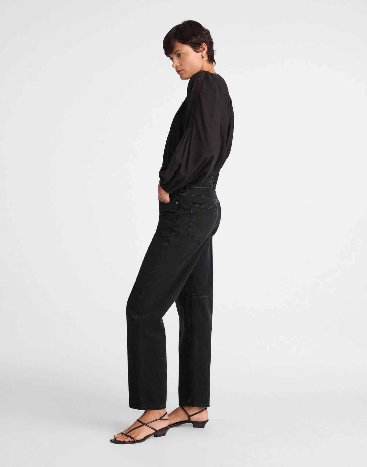 Madewell The Tall Darted Barrel-Leg Jean Washed Black