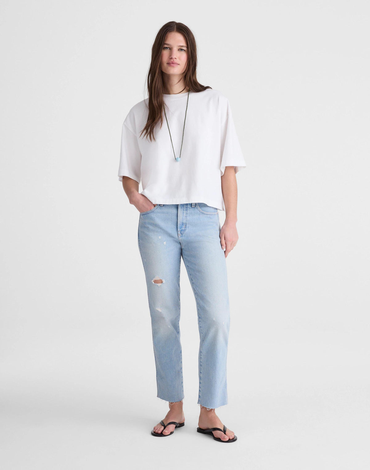 Madewell The Tall Longline Straight Crop Jean in Foster Wash Foster Wash