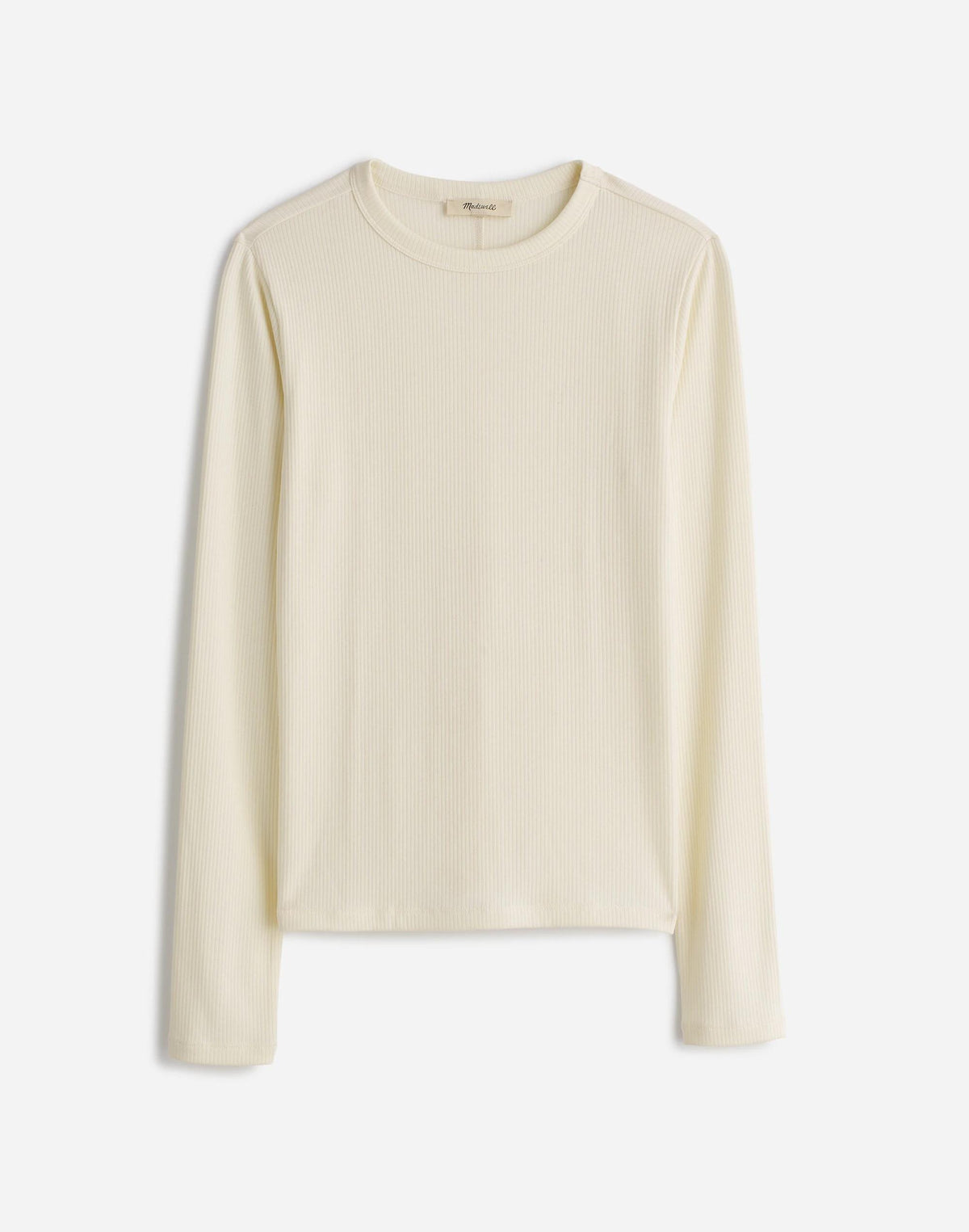 Madewell Plus Drapey Rib Long-Sleeve Tee in Stripe Winter White